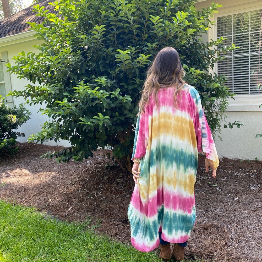 Multi Color Boho Tie Dye Kimono - Picture 3 of 3